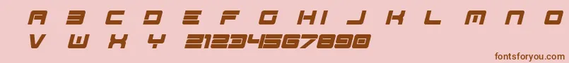 フォントSpac3   Tech v17 Full Italic otf Free – ピンクの背景に茶色のフォント