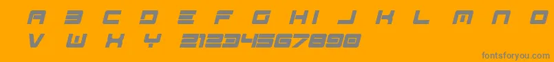 Spac3   Tech v17 Full Italic otf Free-Schriftart – Graue Schriften auf orangefarbenem Hintergrund
