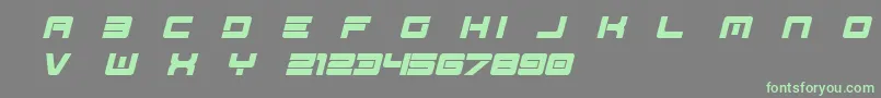 フォントSpac3   Tech v17 Full Italic otf Free – 灰色の背景に緑のフォント
