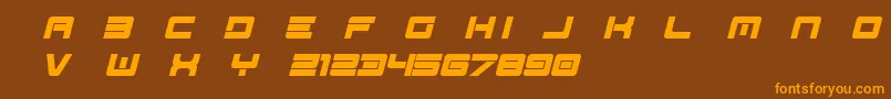 Spac3   Tech v17 Full Italic otf Free-Schriftart – Orangefarbene Schriften auf braunem Hintergrund