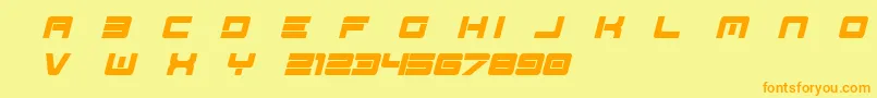 Czcionka Spac3   Tech v17 Full Italic otf Free – pomarańczowe czcionki na żółtym tle