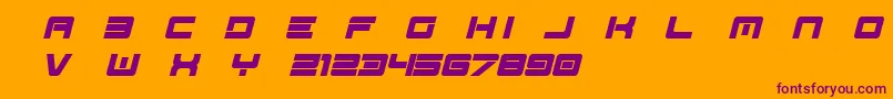 Spac3   Tech v17 Full Italic otf Free-Schriftart – Violette Schriften auf orangefarbenem Hintergrund