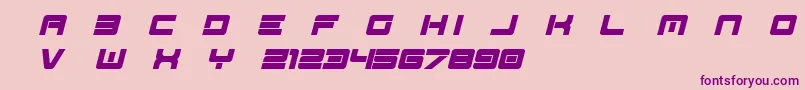 フォントSpac3   Tech v17 Full Italic otf Free – ピンクの背景に紫のフォント