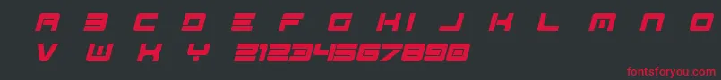 フォントSpac3   Tech v17 Full Italic otf Free – 黒い背景に赤い文字