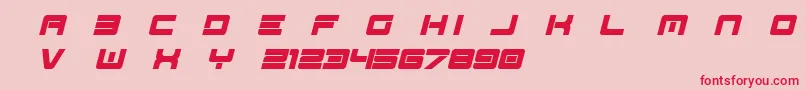 フォントSpac3   Tech v17 Full Italic otf Free – ピンクの背景に赤い文字
