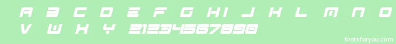 Шрифт Spac3   Tech v17 Full Italic otf Free – белые шрифты на зелёном фоне