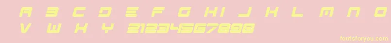 Spac3   Tech v17 Full Italic otf Free-Schriftart – Gelbe Schriften auf rosa Hintergrund