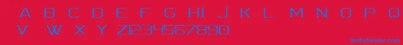 Spac3 Slim ttf free-Schriftart – Blaue Schriften auf rotem Hintergrund
