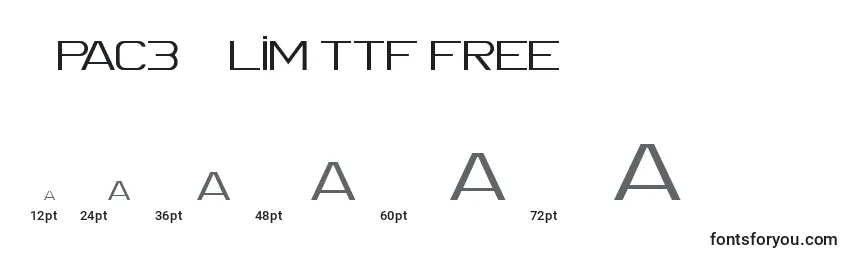 Größen der Schriftart Spac3 Slim ttf free