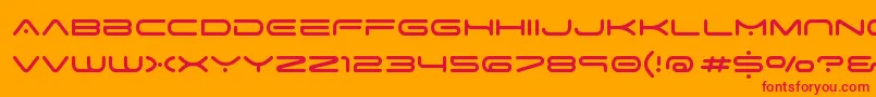 space age-Schriftart – Rote Schriften auf orangefarbenem Hintergrund