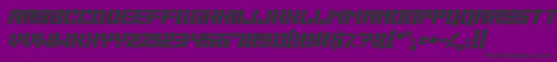 Fonte Space Cadets Italic – fontes pretas em um fundo violeta