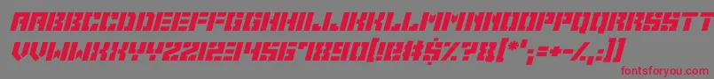 フォントSpace Cadets Italic – 赤い文字の灰色の背景