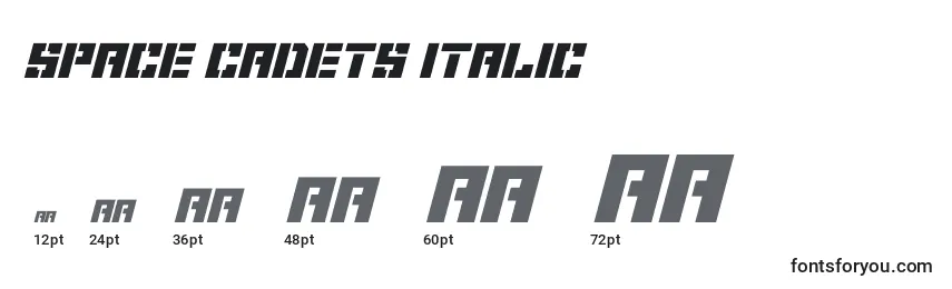 Größen der Schriftart Space Cadets Italic