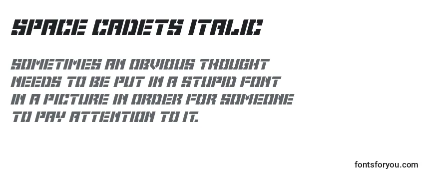 Schriftart Space Cadets Italic