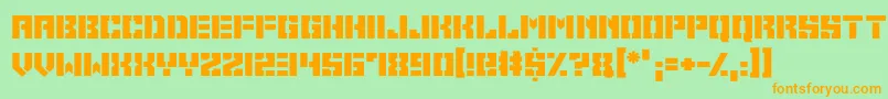 Space Cadets-Schriftart – Orangefarbene Schriften auf grünem Hintergrund