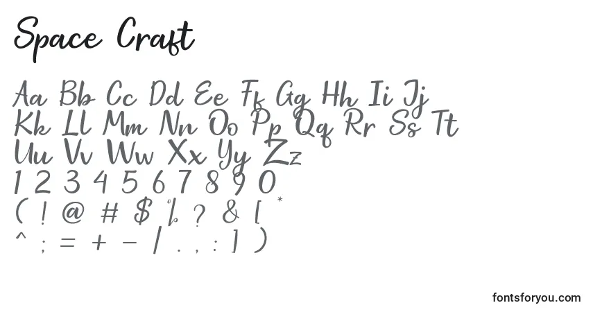 A fonte Space Craft – alfabeto, números, caracteres especiais