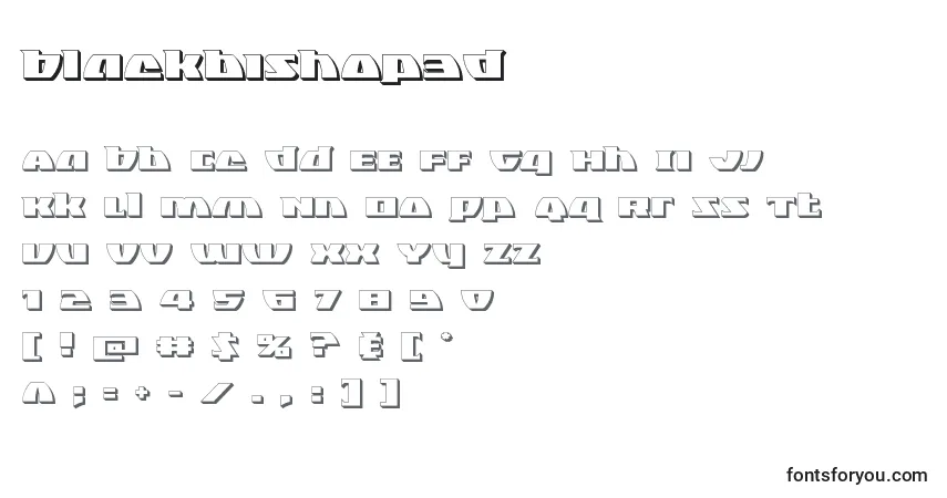 Schriftart Blackbishop3D – Alphabet, Zahlen, spezielle Symbole