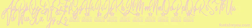 Space Jam Personal use-fontti – vaaleanpunaiset fontit keltaisella taustalla