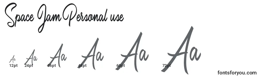 Space Jam Personal use Font Sizes