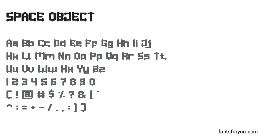 A fonte SPACE OBJECT – alfabeto, números, caracteres especiais