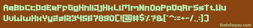 フォントSPACE OBJECT – 緑色の文字が茶色の背景にあります。