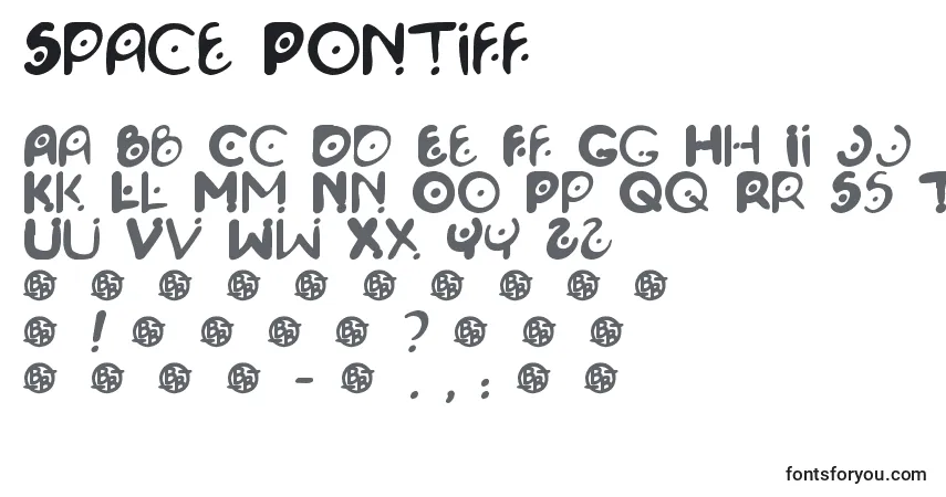 A fonte Space Pontiff – alfabeto, números, caracteres especiais