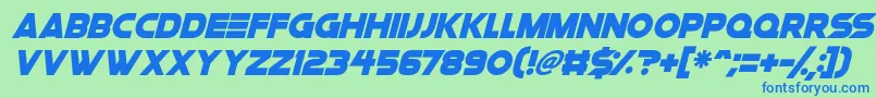 フォントSpace Quest Italic – 青い文字は緑の背景です。