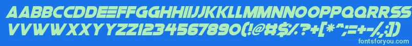 Space Quest Italic Font – Green Fonts on Blue Background