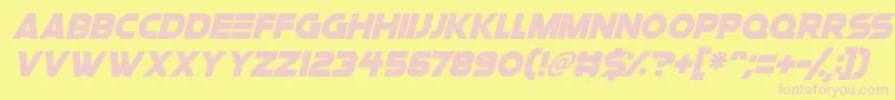 Czcionka Space Quest Italic – różowe czcionki na żółtym tle