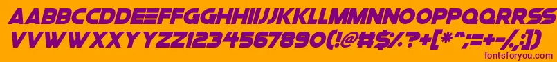 Space Quest Italic-Schriftart – Violette Schriften auf orangefarbenem Hintergrund