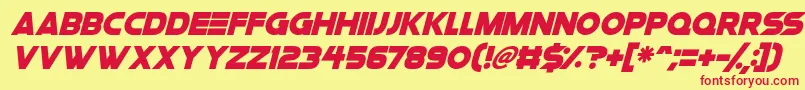 Fonte Space Quest Italic – fontes vermelhas em um fundo amarelo