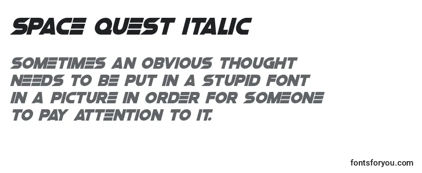 Überblick über die Schriftart Space Quest Italic