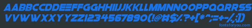 Space Quest Italic Font – Blue Fonts on Black Background