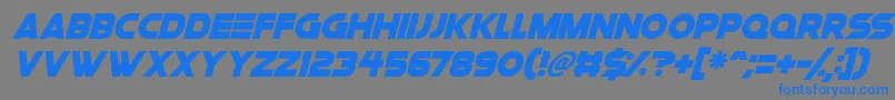 Czcionka Space Quest Italic – niebieskie czcionki na szarym tle