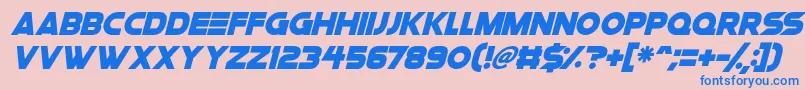 Fonte Space Quest Italic – fontes azuis em um fundo rosa