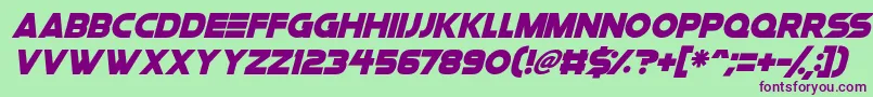 Fonte Space Quest Italic – fontes roxas em um fundo verde