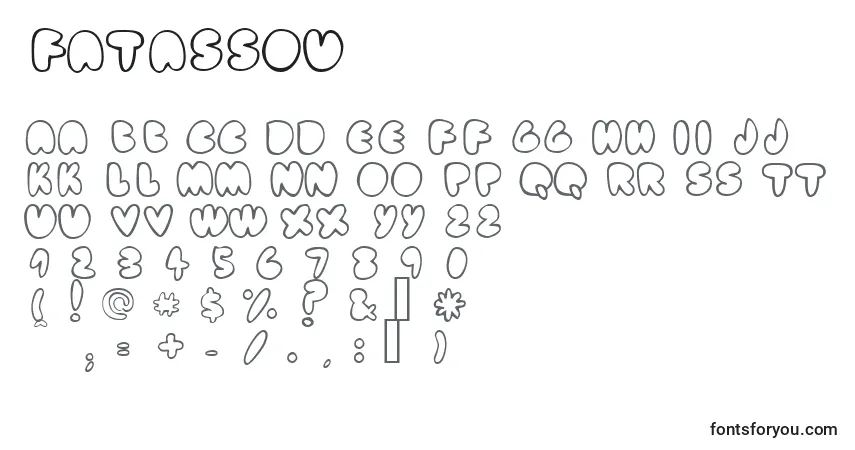 Schriftart Fatassou – Alphabet, Zahlen, spezielle Symbole