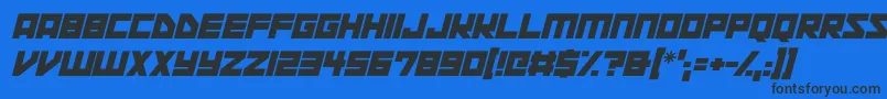 Шрифт Space Squadron Italic – чёрные шрифты на синем фоне