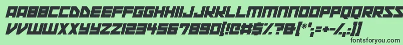 フォントSpace Squadron Italic – 緑の背景に黒い文字