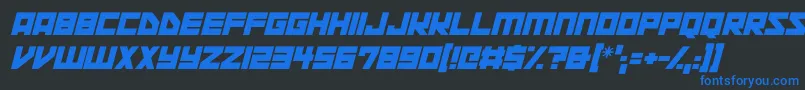 Space Squadron Italic-Schriftart – Blaue Schriften auf schwarzem Hintergrund