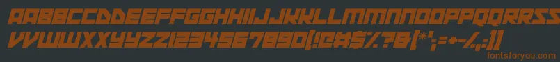 Space Squadron Italic-Schriftart – Braune Schriften auf schwarzem Hintergrund