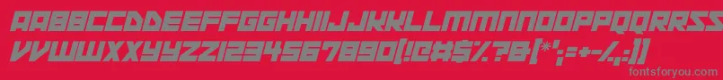 Fonte Space Squadron Italic – fontes cinzas em um fundo vermelho