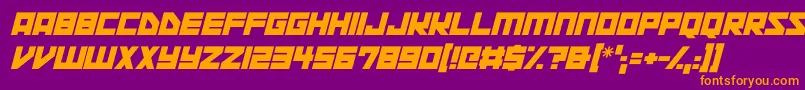 Fonte Space Squadron Italic – fontes laranjas em um fundo violeta