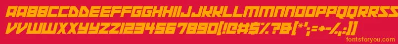 Fonte Space Squadron Italic – fontes laranjas em um fundo vermelho