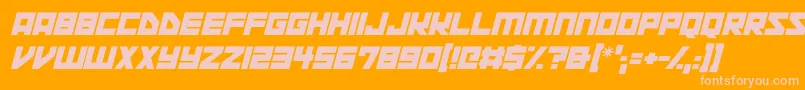 Space Squadron Italic-Schriftart – Rosa Schriften auf orangefarbenem Hintergrund