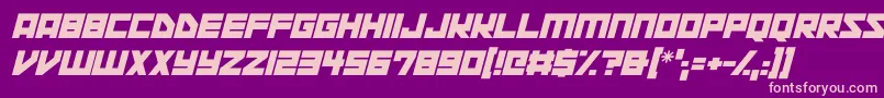 Space Squadron Italic-fontti – vaaleanpunaiset fontit violetilla taustalla