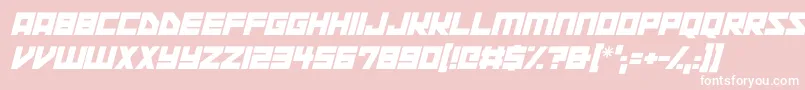 Space Squadron Italic-fontti – valkoiset fontit vaaleanpunaisella taustalla