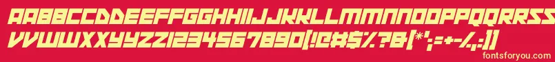 Fonte Space Squadron Italic – fontes amarelas em um fundo vermelho