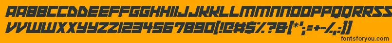 Space Squadron Italic-fontti – mustat fontit oranssilla taustalla