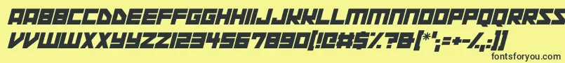 Space Squadron Italic-fontti – mustat fontit keltaisella taustalla